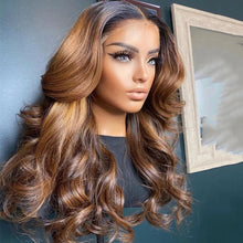 Load image into Gallery viewer, 8A 180 Density Unprocessed Brazillian ombre brown body wave human hair wig
