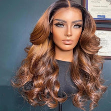 Load image into Gallery viewer, 8A 180 Density Unprocessed Brazillian ombre brown body wave human hair wig
