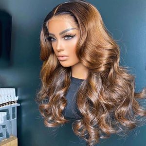 8A 180 Density Unprocessed Brazillian ombre brown body wave human hair wig