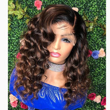 Load image into Gallery viewer, 8A 250 density unprocessed Brazillian ombre brown loose wave human hair wig
