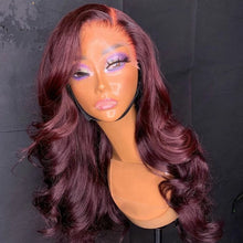 Load image into Gallery viewer, 8A 180 density unprocessed Brazilian burgundy loose wave lakefront human hair wig
