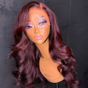 8A 180 density unprocessed Brazilian burgundy loose wave lakefront human hair wig