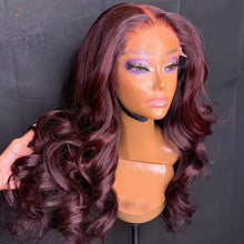 Load image into Gallery viewer, 8A 180 density unprocessed Brazilian burgundy loose wave lakefront human hair wig
