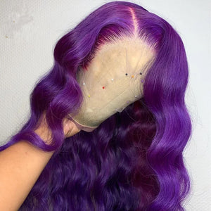 8A 180 Density Unprocessed Brazillian purple bodywave human hair wig