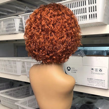 Load image into Gallery viewer, 8A 150 density Unprocessed Brazillian ginger orange pixie short curly human hair wig
