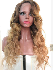 8A 180 Density unprocessed Brazilian ombre honey blonde loose wave human hair wig 22inch