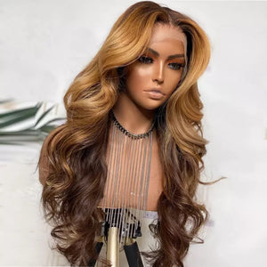 8A 180 density unprocessed brazillian ombre brown/honeyblonde human hair wig